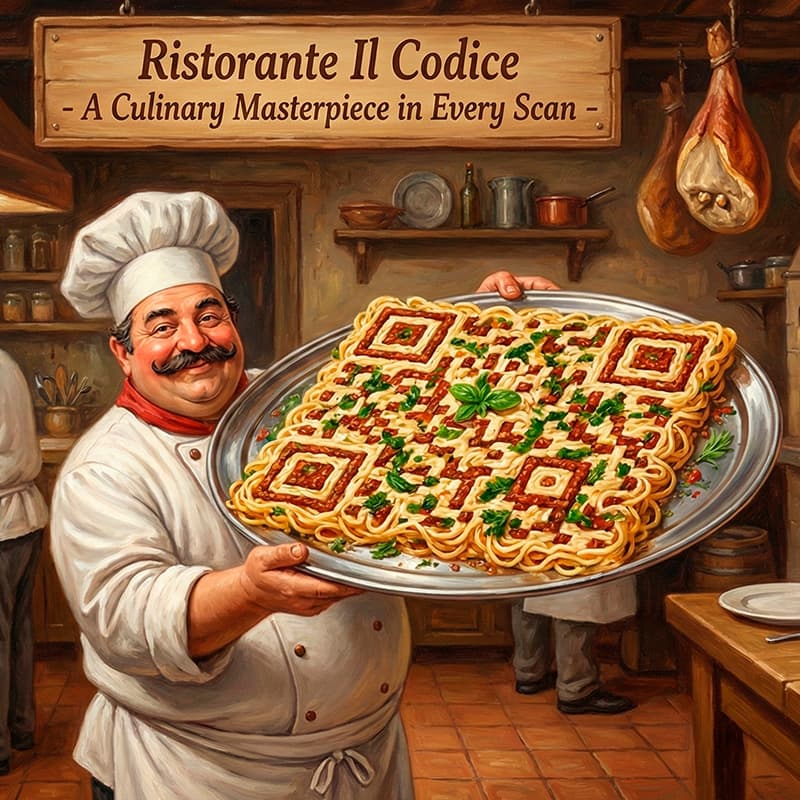 Restaurant table with elegant QR code stand showing digital menu access