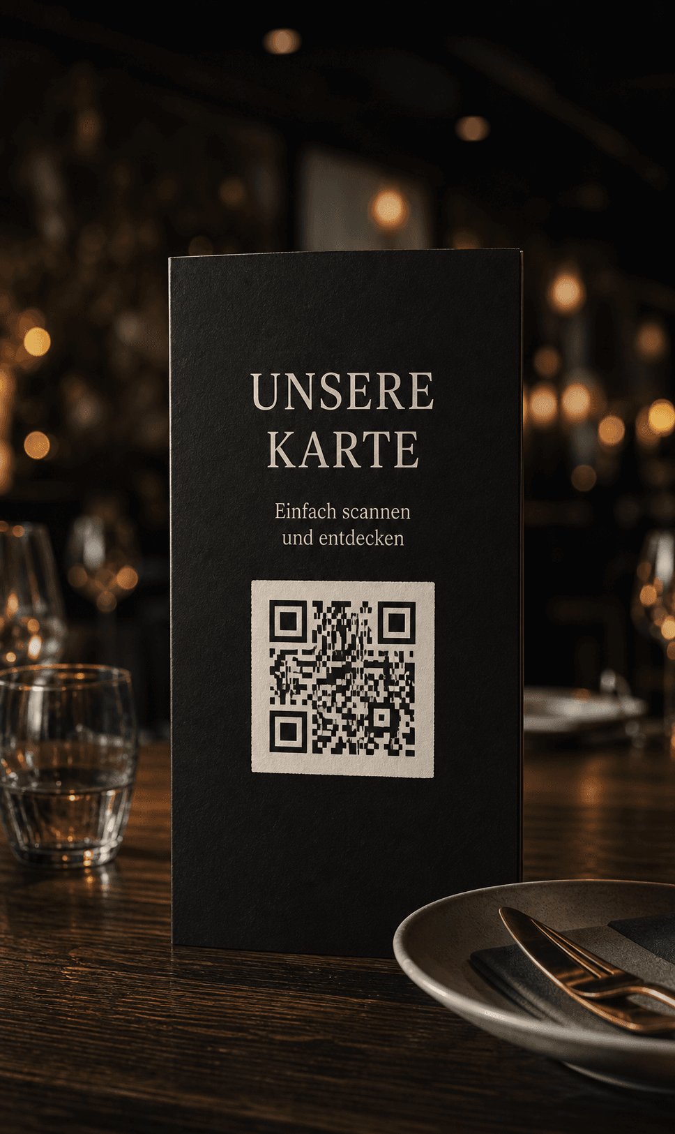Gedruckte Speisekarte mit einem dynamischen QR-Code